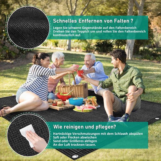 Voortenttapijt 300x600 cm - Ademend Campingtapijt Outdoor Grondzeil met Haringen en Draagtas — afbeelding 3