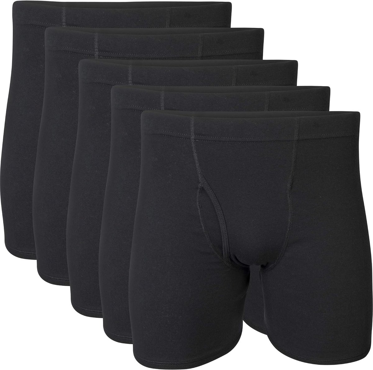 Heren Boxershorts Multipack (5 Stuks) - Comfortabele Boxer Briefs met Bedekte Tailleband - Zwart