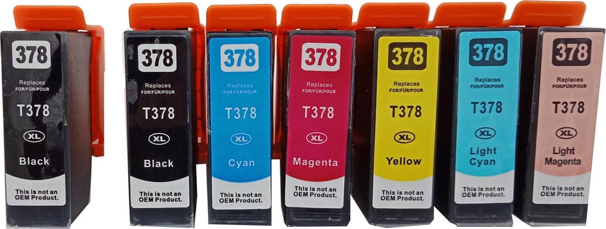 KATRIZ® huismerk ink Epson 2x T378/379XL Zwart + 1x T378/379XL Cyaan + 1x T378/379XL Magenta + 1x T378/379XL Geel + 1x T378/379XL Licht Cyaan + 1x  T378/379XL Licht Magenta | 7 stuks