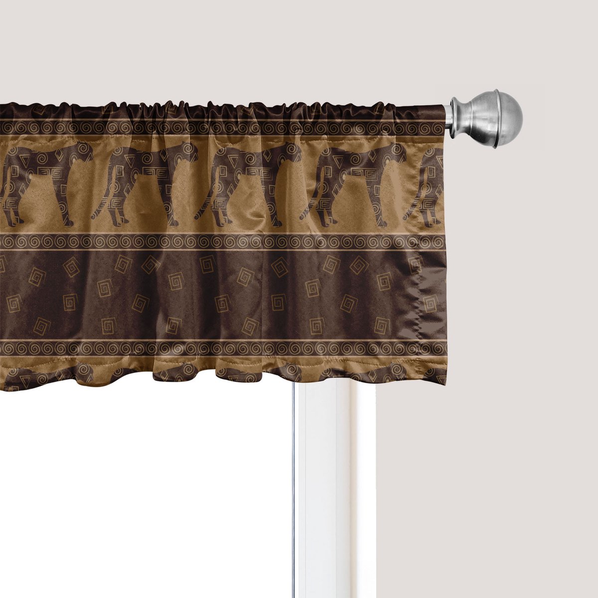 ABAKUHAUS Safari raamvalletje, gordijnvalletje voor keuken en slaapkamer met tunnelzoom, 137 cm x 45 cm, donkerbruin karamel