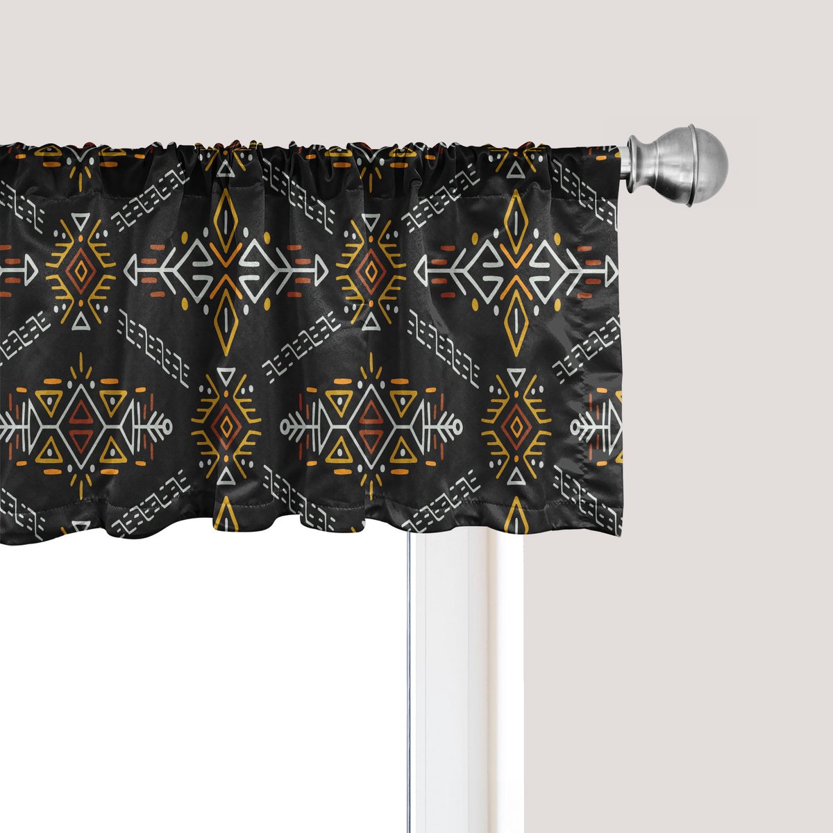 ABAKUHAUS Pijl Raamvalletje, Gordijnvalletje voor Keuken en Slaapkamer met Tunnelzoom, 137 cm x 30 cm, Houtskoolgrijs Oranje