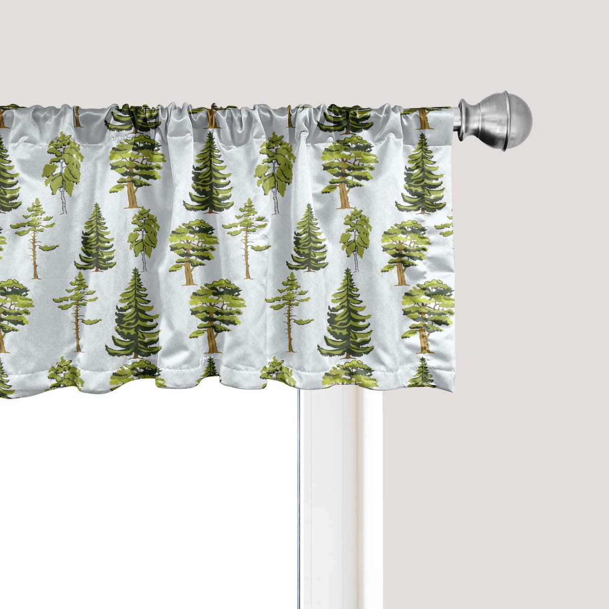 ABAKUHAUS Bladmotief Raamvalletje, Gordijnvalletje voor Keuken en Slaapkamer met Tunnelzoom, 137 cm x 30 cm, Babyblauw Appelgroen