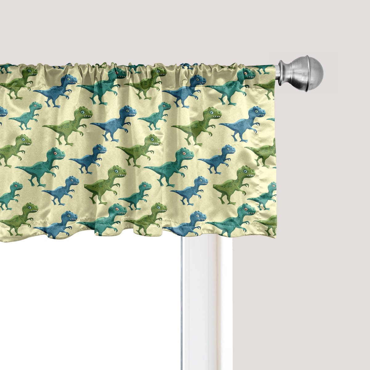ABAKUHAUS Dieren Raamvalletje, Gordijnvalletje voor Keuken en Slaapkamer Decoratie met Tunnelzoom, 137 cm x 45 cm, Geel Meerkleurig