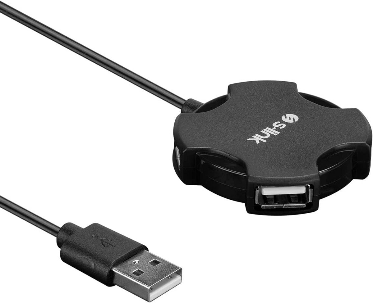 USB 2.0 4-Poorts Hub Kabel Converter Adapter - Zwart