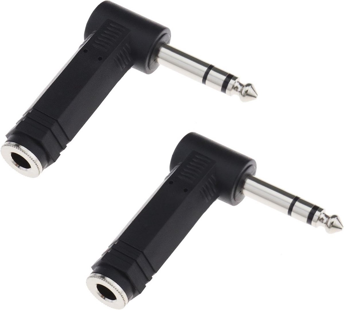 2 Stuks 6.35mm Rechte Hoek Stereo Adapter voor Gitaar en Mixer