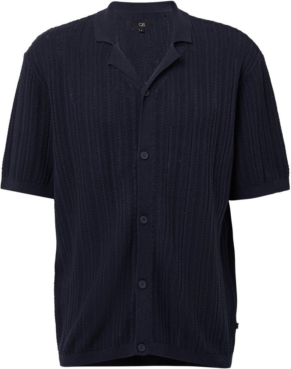 Regular fit: gebreid resort shirt met structuur