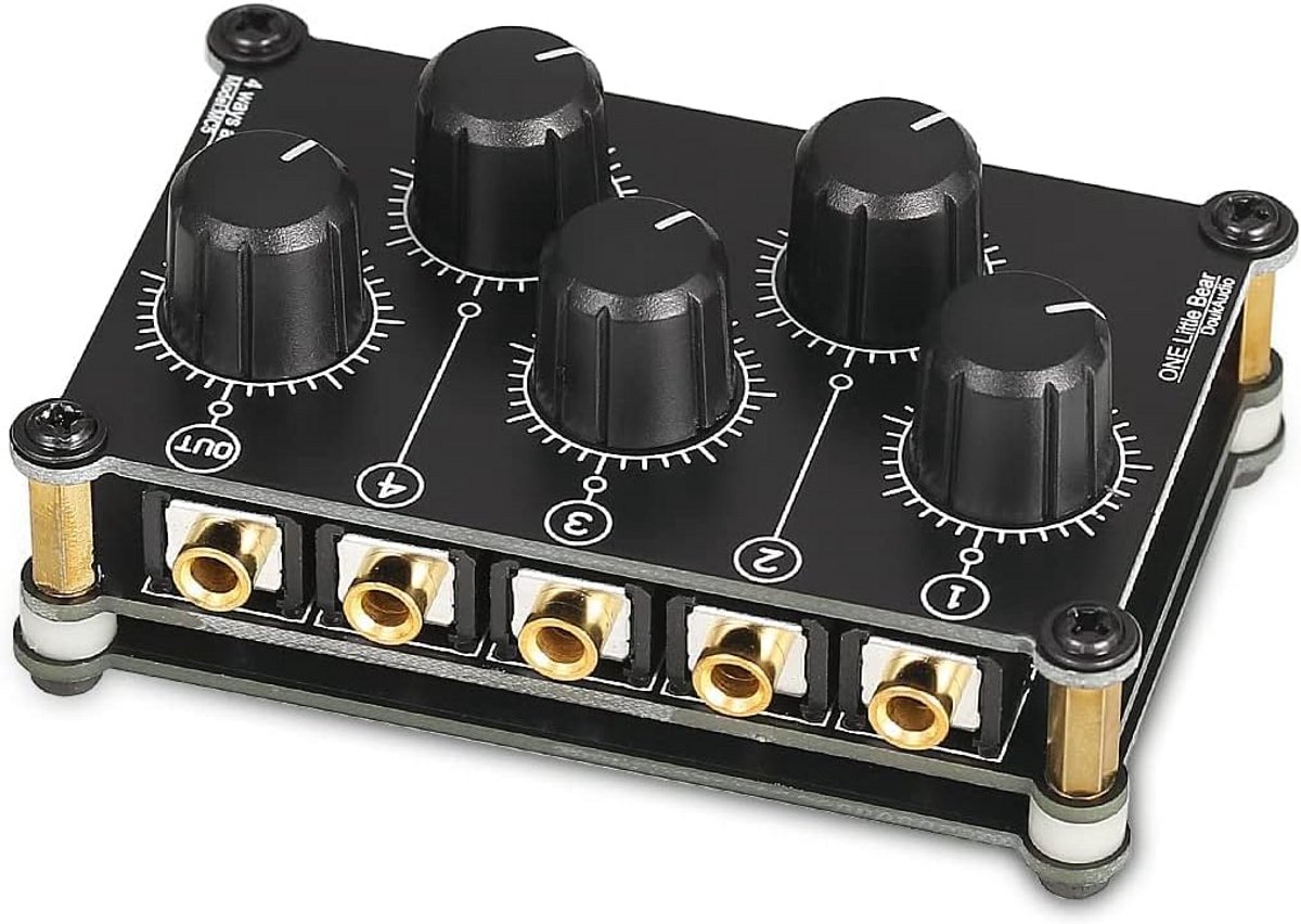 Draagbare 4-Kanaals Passieve Stereo Audio Mixer met Onafhankelijke Volumeregeling