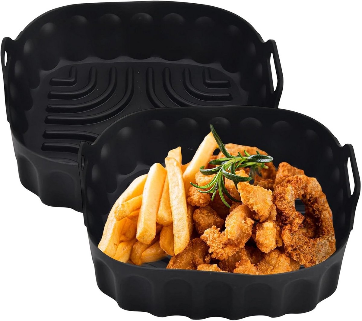 2x Herbruikbare Siliconen Vorm voor Airfryer - Hittebestendig Bakvorm met Handvat