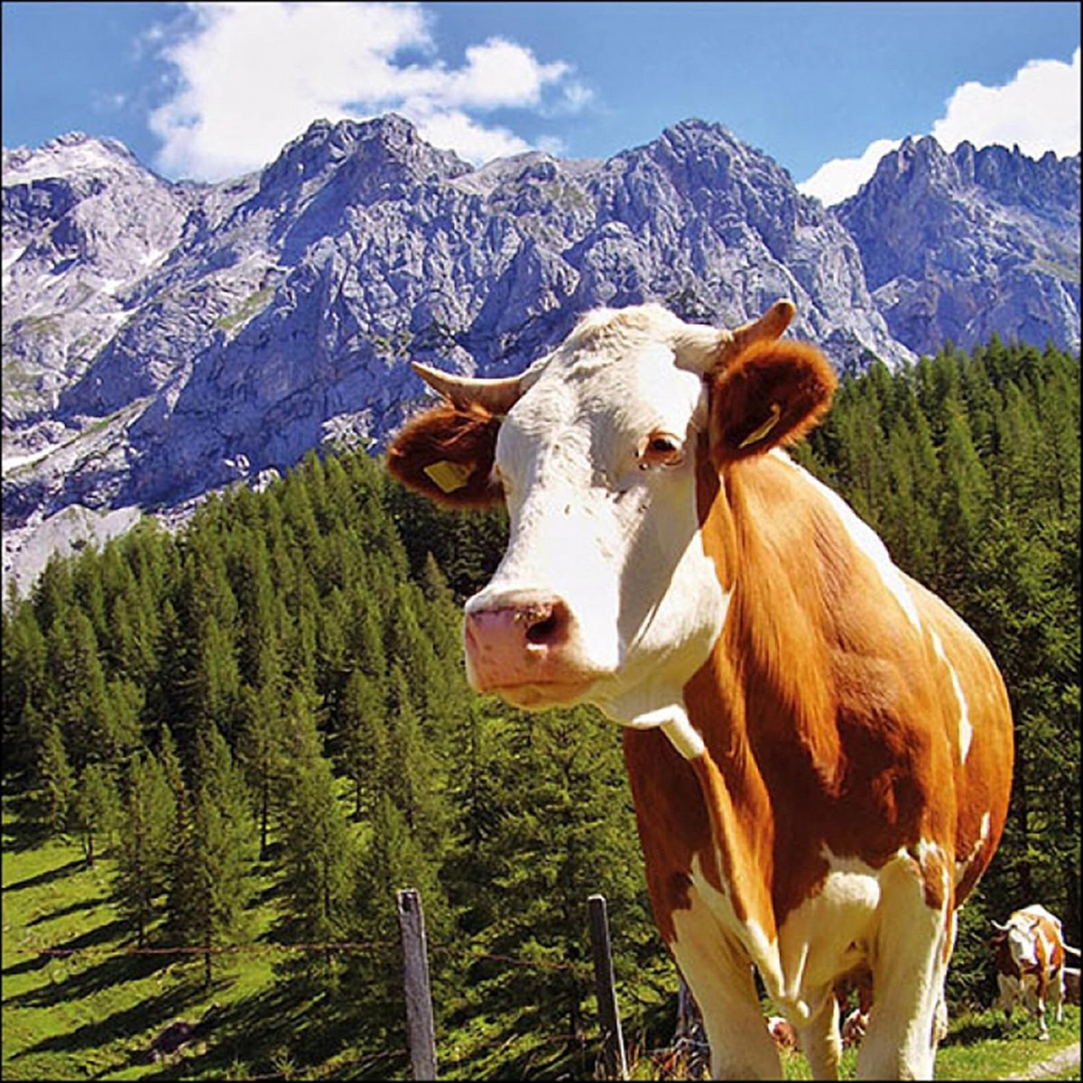 Papieren Servetten Alpen Koeien Thema - 20 Stuks, 33x33 cm