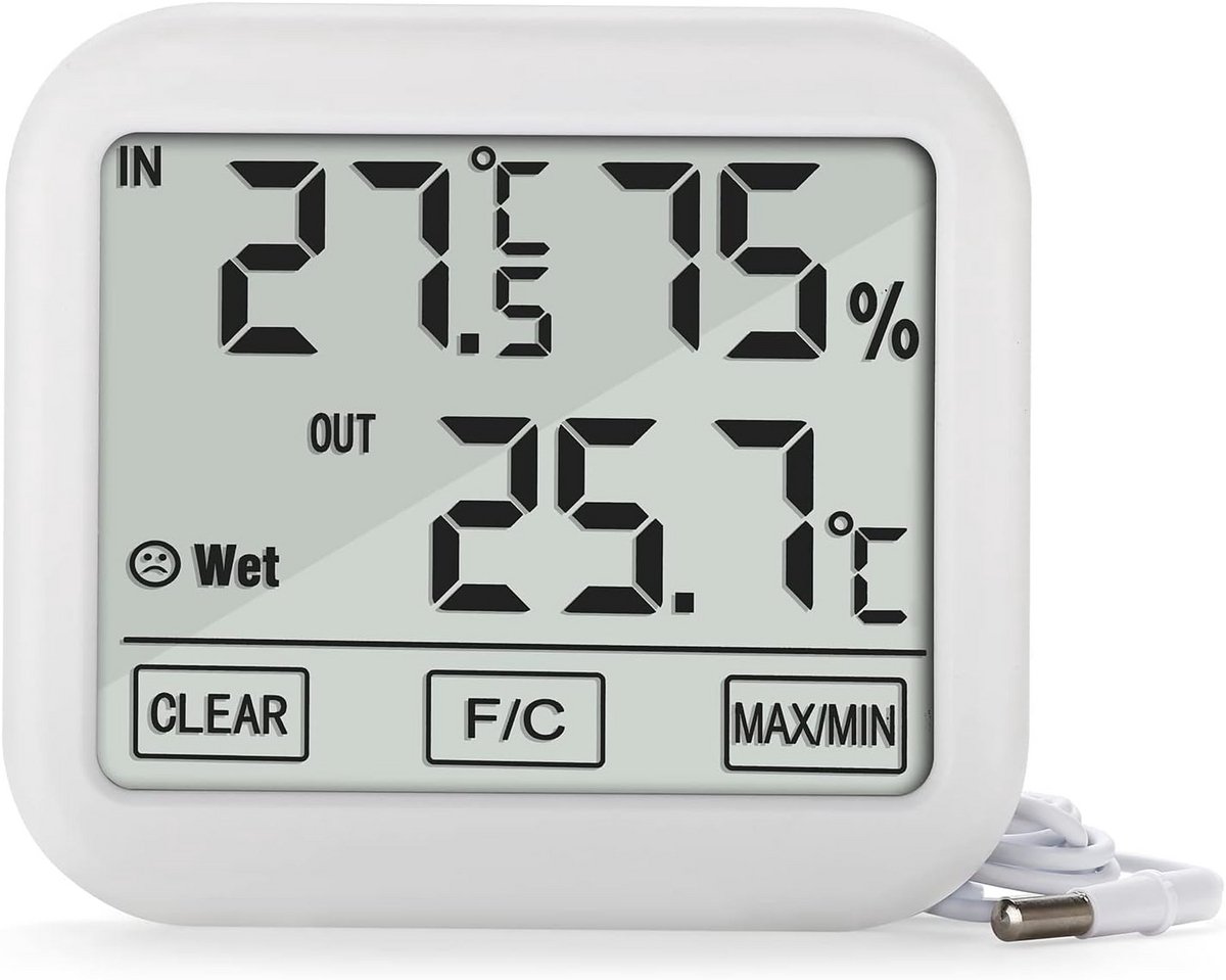 Weerstation met Buitenvoeler voor Binnen- en Buitentemperatuur en Luchtvochtigheid