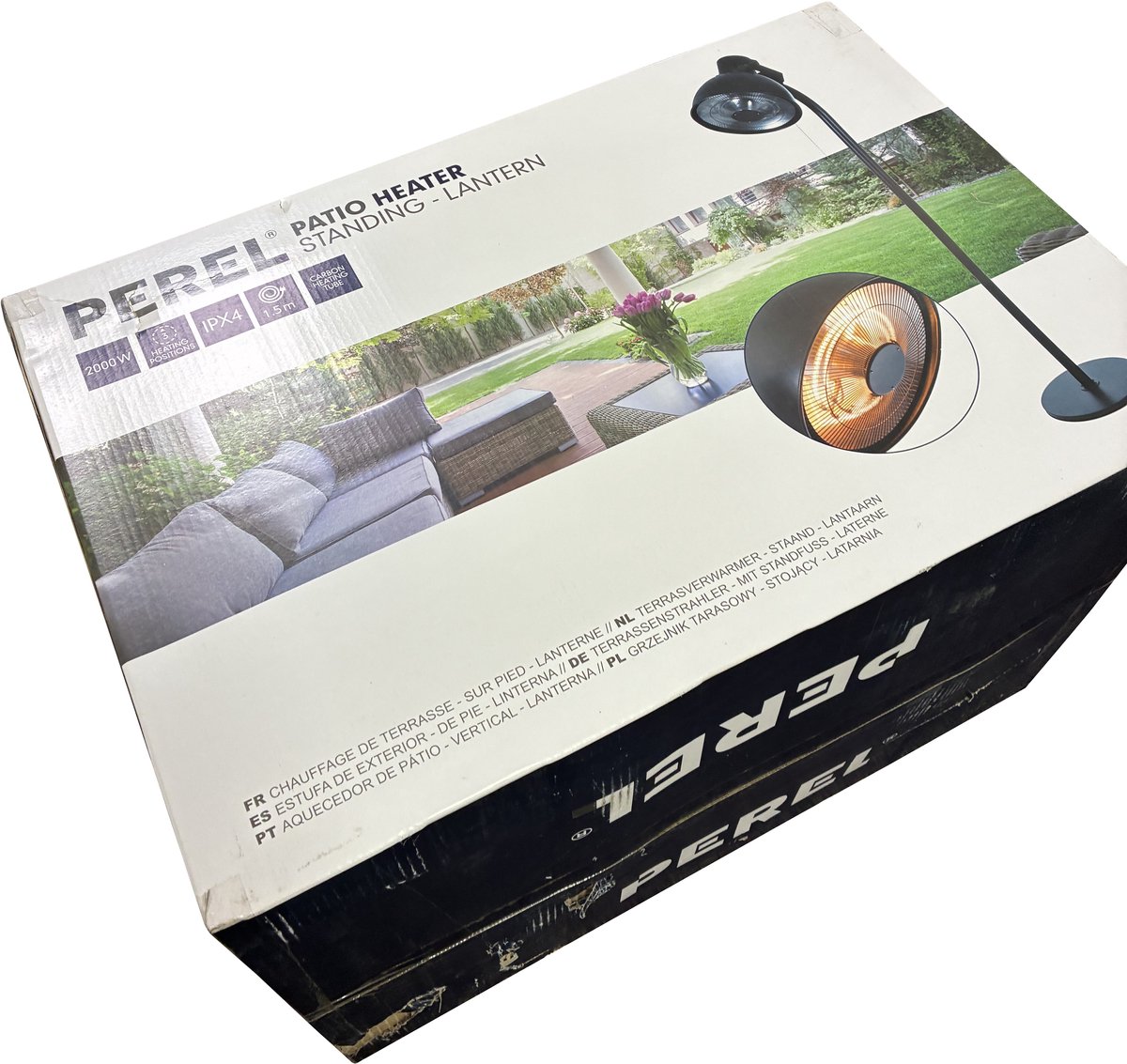 Perel - Staande Terrasverwarmer - Terrasverwarming - Lantaarnpaal - Warmtestraler - Trekschakelaar, Kantelbeveiliging, 3 Warmtestanden - in Hoogte Verstelbaar - Patioverwarming - Veranda Heater - Spatwaterbestendig - Warmtelamp voor Terras - 2000 W – foto 6