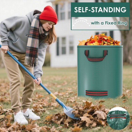 Dreamhigh® Tuinafvalzak- 272L x 2 pack- Tuinzak met 4 Handgrepen - Tuinafvalzakken Afvalzak -Bladzakken- Waterafstotend en Inklapbaar - voor Tuinafval en Groenafval — afbeelding 3