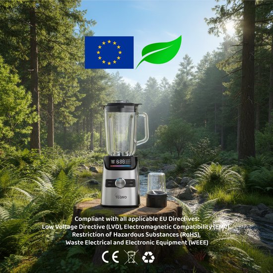 Linea Tegno Power Blender PRO-BL2030 - Professionele Smoothies & Shakes maker - 1400W - 1.7L Glazen beker, LED-kleurendisplay- met extra 250ML koffiemaler - Krachtig, stil en eenvoudig reinigen. van Merkloos — afbeelding 5