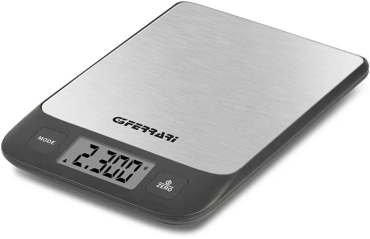 G3 Ferrari Stefy – Digitale Keukenweegschaal – RVS Weegplatform – Max. 5 kg – LCD Display – Tare Functie – g/lb/oz/ml – Automatische Uitschakeling – Werkt op 2x AAA Batterijen