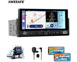 Awesafe Carplay Scherm 6.86 Inch Universeel 1Din Autoradio - Draadloos Android Auto - HD Achteruitrijcamera - Touchscreen - AUX - FM Radio - Bluetooth - Microfoon