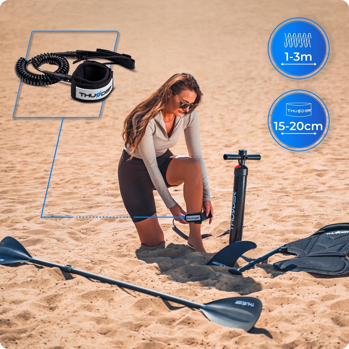 THUNDER SUP Board STRIPES - opblaasbaar paddle board - 320x75x15cm - max 150 kg – foto 3