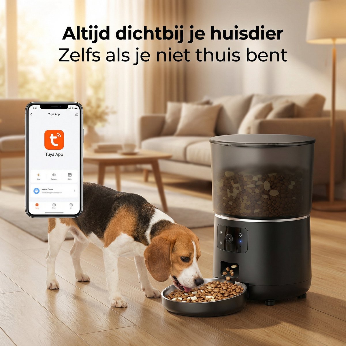 Kai Trade Automatische Voerbak Kat met Camera - 4.5L RVS Zwart - afbeelding 2