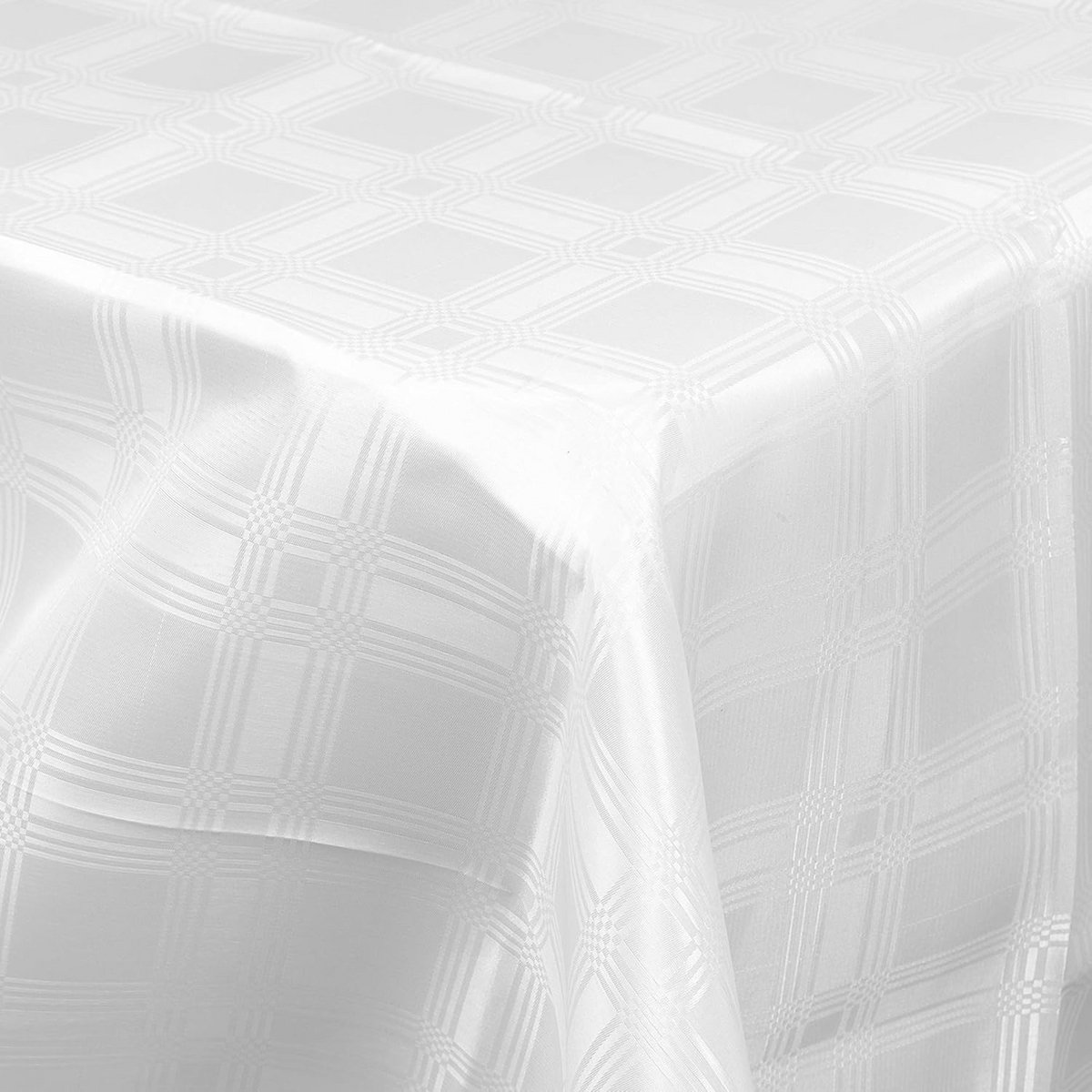 Decoratief damast tafelkleed wit geruit rechthoekig 220 x 150 cm
