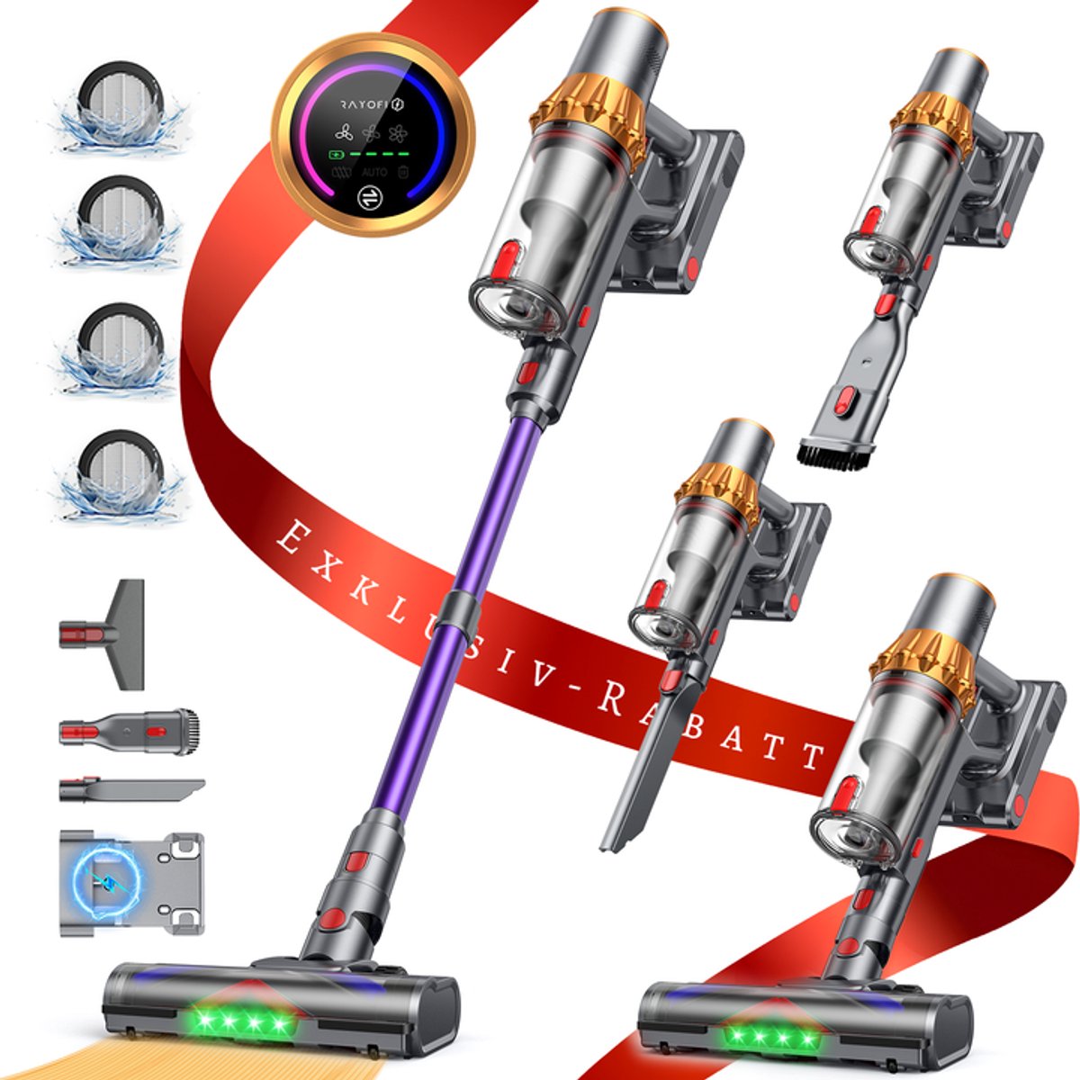 RAYOFI Draadloze Steelstofzuiger 70000PA met LED-Display - RAYOFI - €101,40