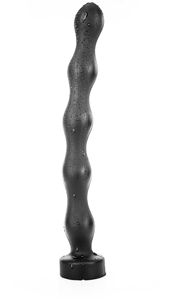 All Black - Lange Buttplug met Ribbels - 41,5 x 4,5 cm - Zwart