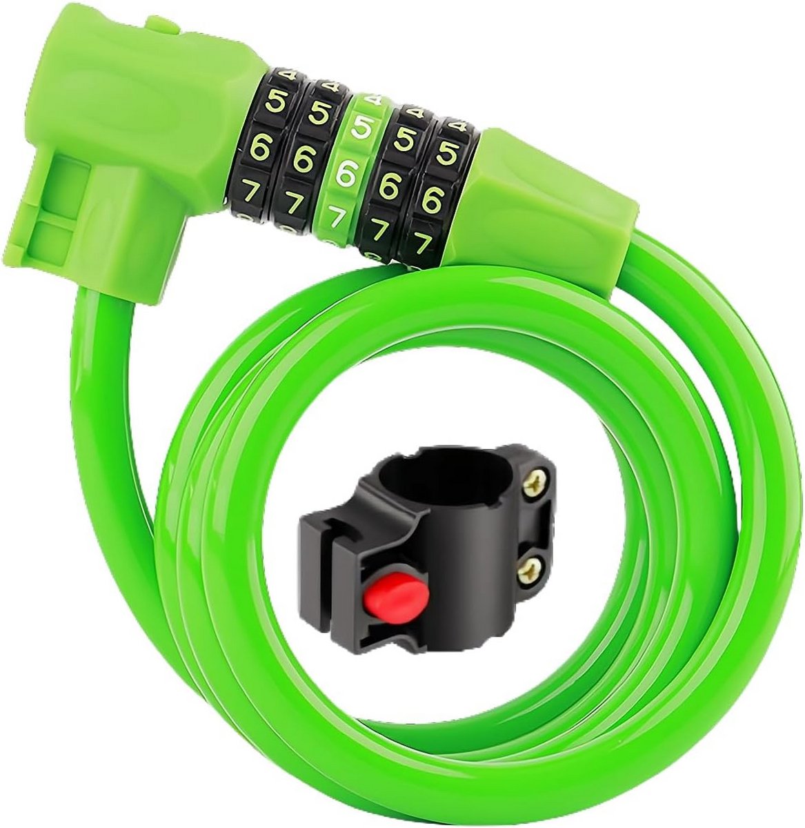 Dubbel Ontgrendel Fiets Slot met 5 Cijferig Wachtwoord en Stalen Kabel - Anti-diefstal voor Fiets en Scooter