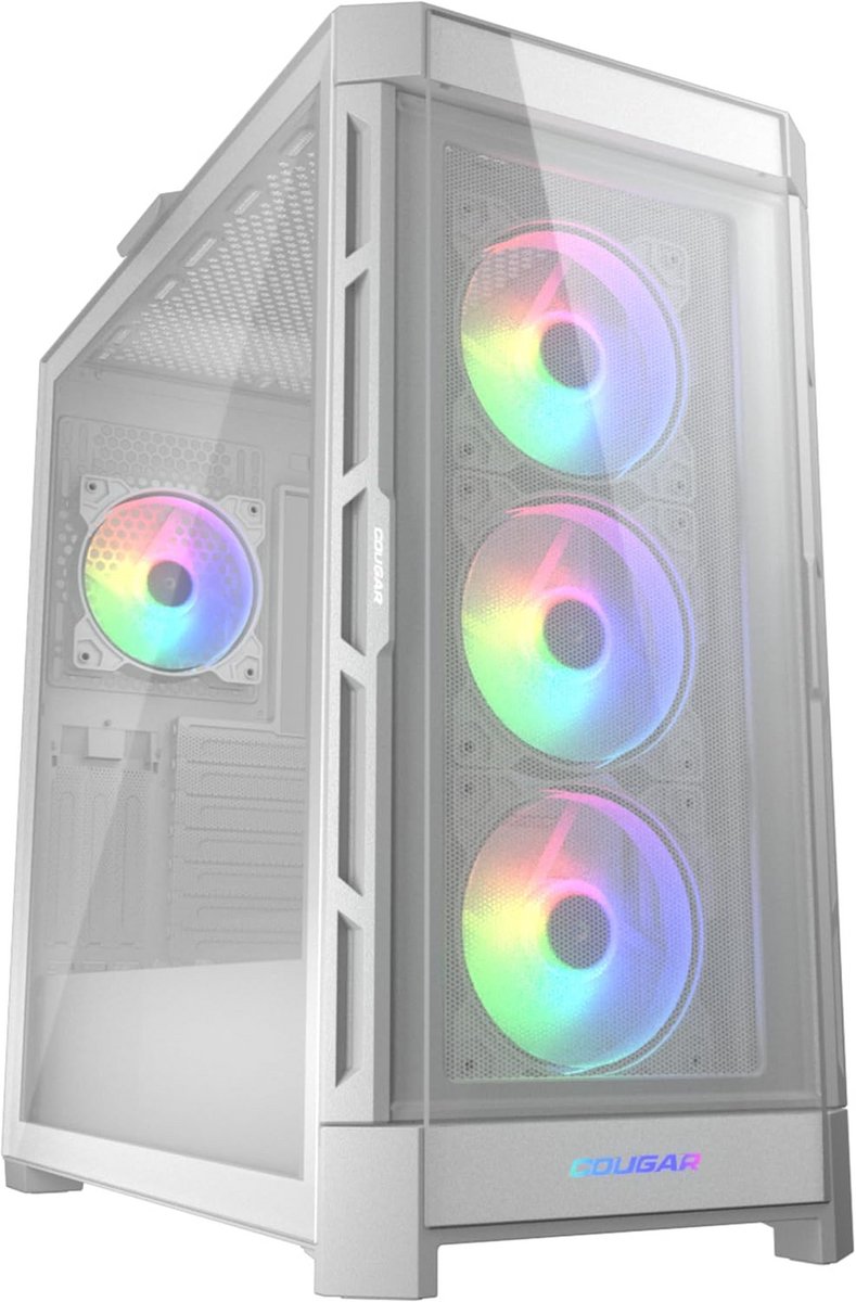 Midden Toren PC Behuizing Wit met Duofunctie en 4 ARGB Ventilatoren