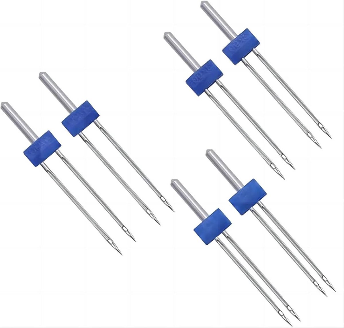 6x Dubbele Naaimachine Naalden Set voor Jersey en Stretch Stoffen