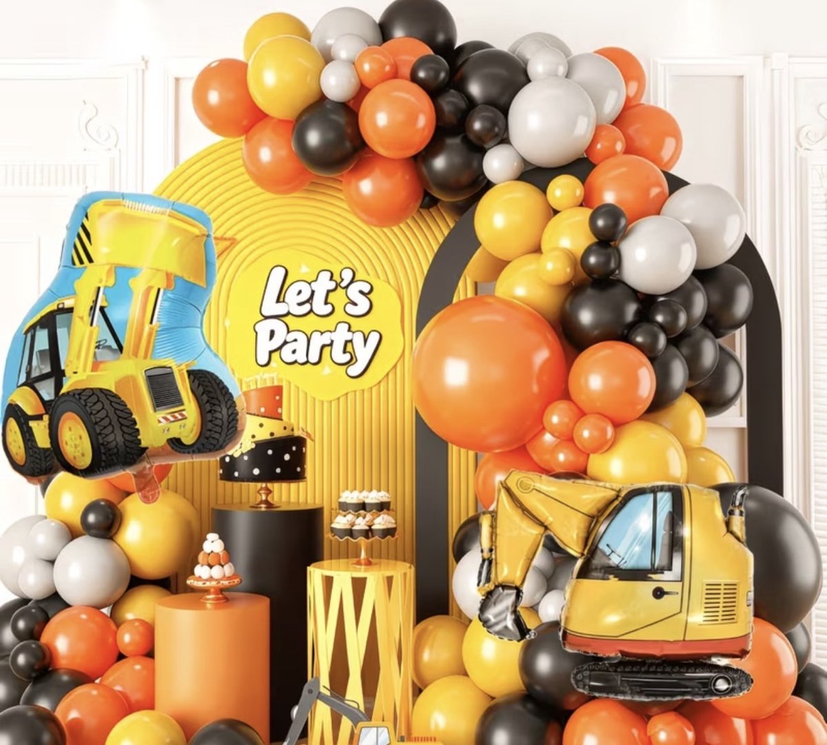 Transport Geburtstag Party Dekorationen - Transport Party Supplies, Teller Becher Servietten Tischdecke Happy Birthday Banner Ballon Kuchen Topper für LKW Autos Baubedarf