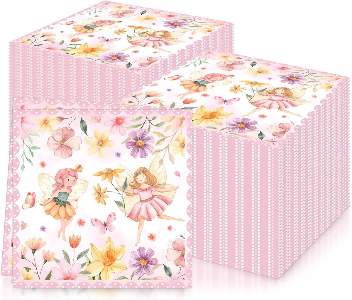20 Stuks Roze Bloemenfee Thema Servetten voor Feestjes en Diner