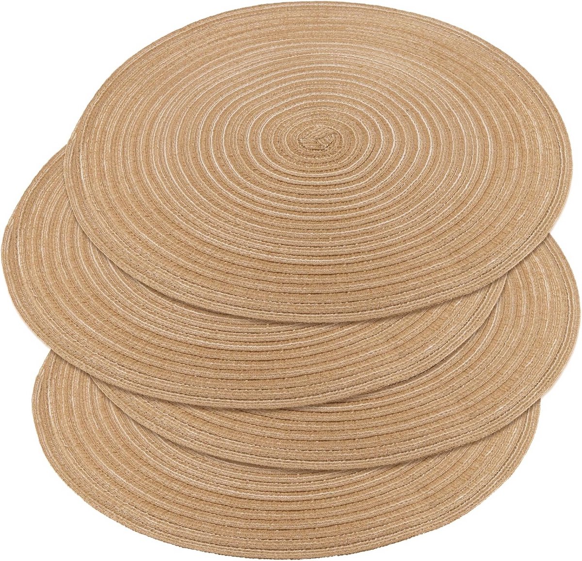 4 Stuks Ronde Placemats van Katoen voor Keuken en Tafel