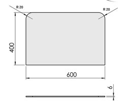 Vloerplaat Houtkachel Glas 60 x 40 cm - TermaTech – 6 mm Veiligheidsglas – Voor Houtkachel & Pelletkachel – 2 Afgeronde Hoeken