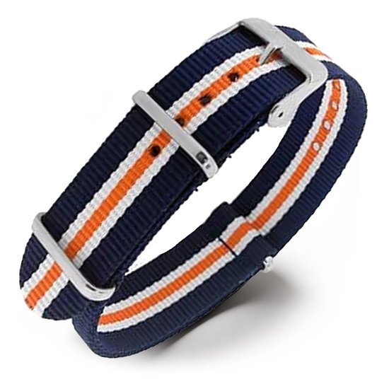 NATO Horlogeband G10 Military Nylon Strap - Heritage Blauw Wit Oranje 22mm