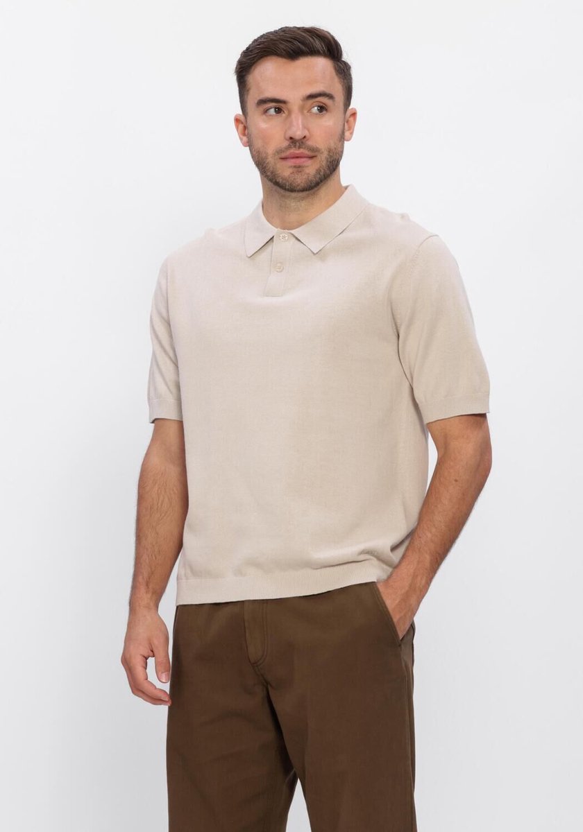 Forét Sea Cotton Linen Ss Polo Heren - Polo shirt - Beige - Maat XL