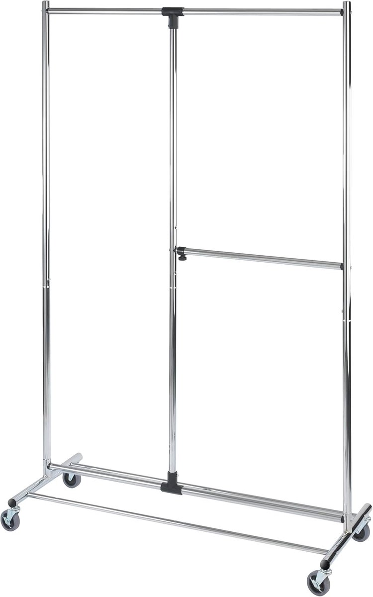 Kledingrek op Wieltjes - Kledingrek - Verrijdbaar op Wielen - Professioneel Kledingrek - Garderoberek - Hoogwaardige Kwaliteit - Kledingrek met Wielen - Kledingrekken - Kledingstang - Zilver - 116 x 188 x 49 cm - van Imperatoris