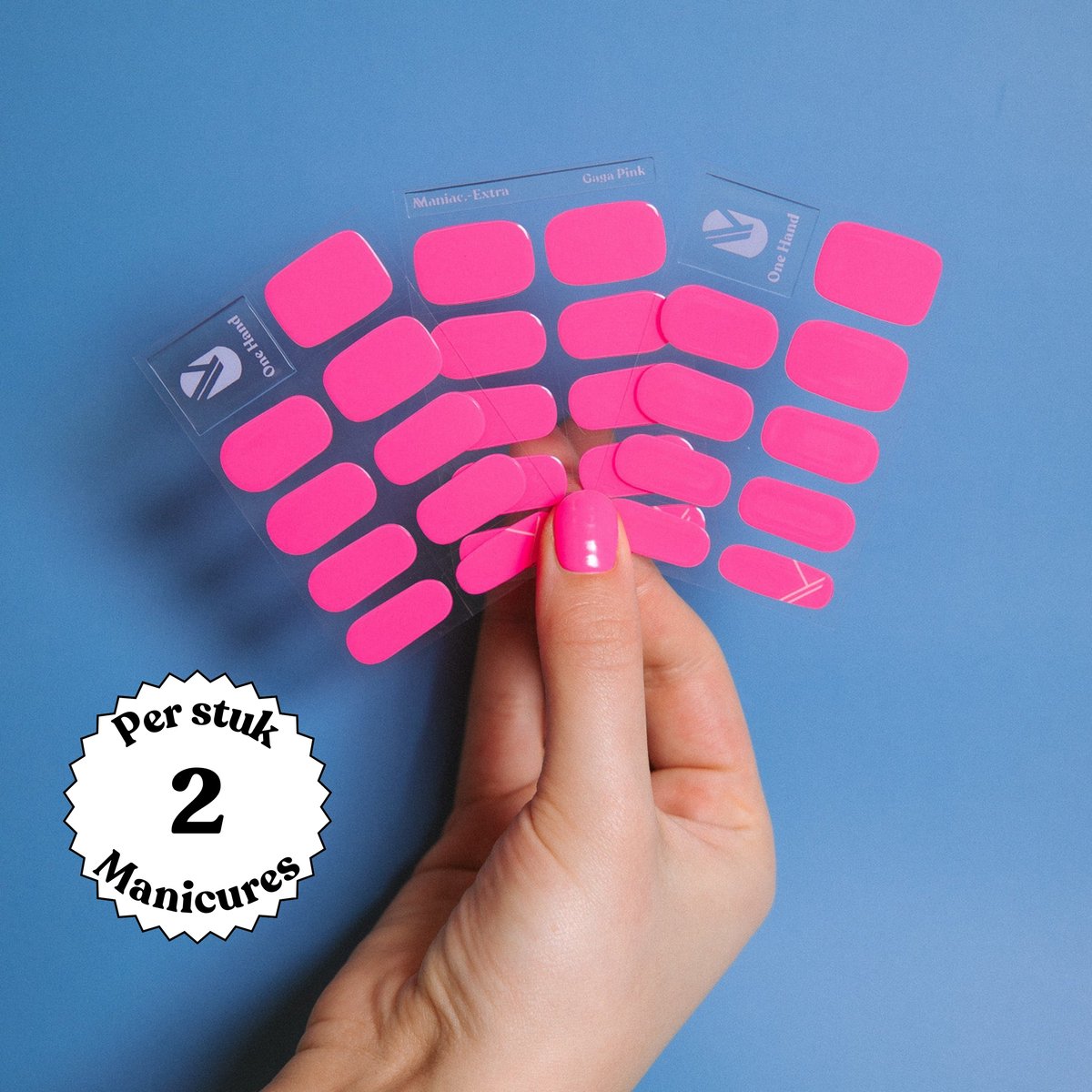 Maniac Nails Gellak Stickers – Gaga Pink – 28 stickers voor 2 manicures – 14+ dagen zonder chippen – Uitharden met UV-lamp – Neon Roze Gel Nagelstickers – Gel Nail Wraps