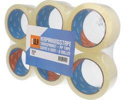 DULA Verpakkingstape - Transparant - PP Plakband - 50mmx66m - 6 rollen dozen tape