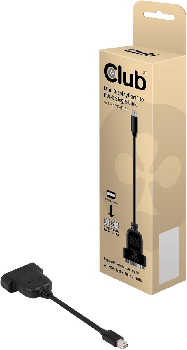 Mini DisplayPort naar DVI-D Adapter Actief voor 1920x1200 Resolutie