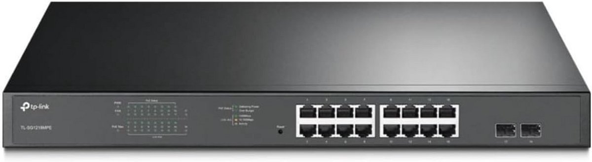 16-Poorts Gigabit Netwerk Switch met PoE en PoE+