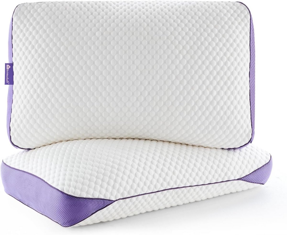 2x Verstelbaar Traagschuim Kussen Queen Size met Bamboehoes | Koel en Medium-Stevig Slaapkussen