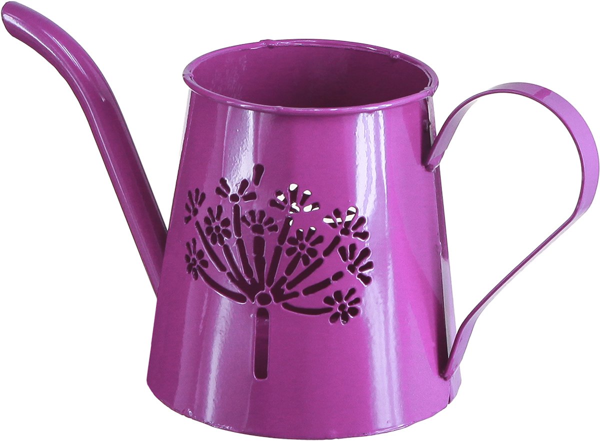 Decoratieve gieter, paars metaal, boho-design, paardenbloemmotief, 12