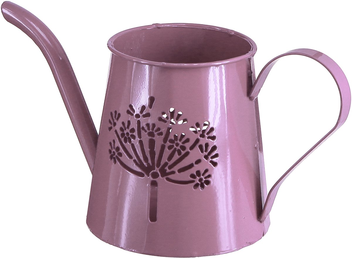 Metalen decoratieve gieter, roze paardenbloemmotief, 12 cm, 2 stuks, 2