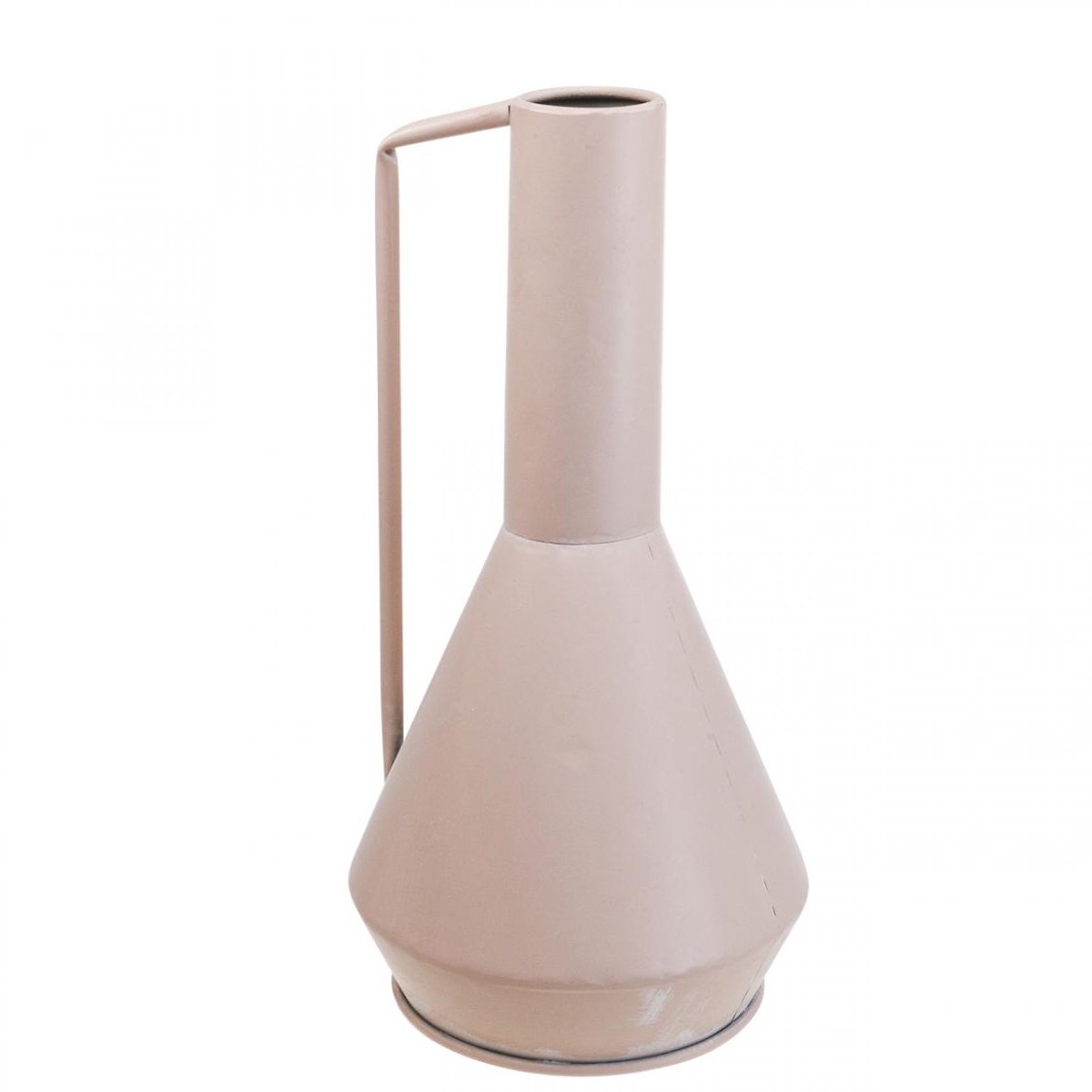 Moderne decoratieve metalen vaas in lichtroze, 19,5 cm; design sierkan