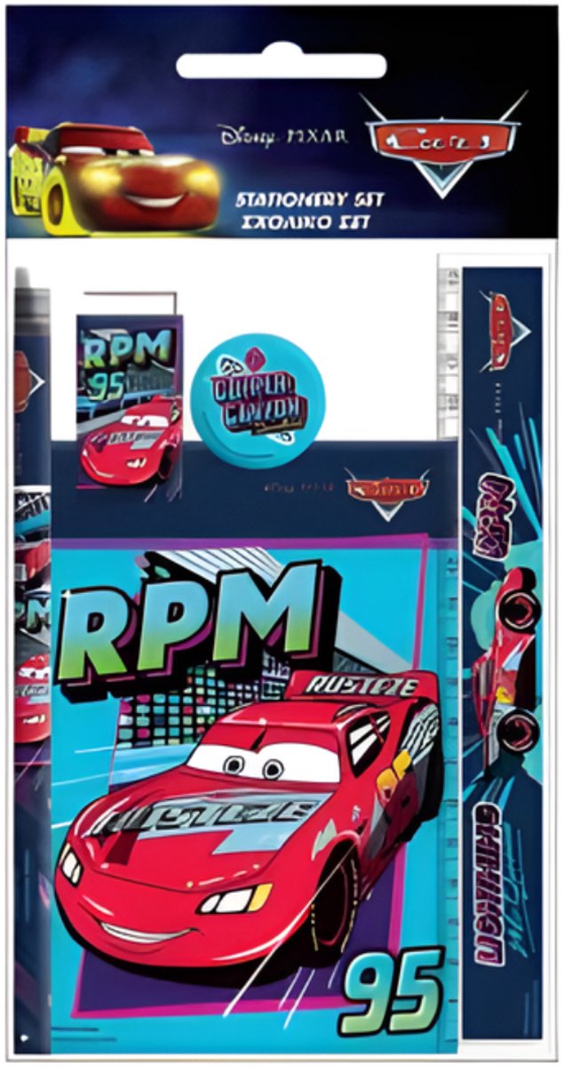 Disney Cars Schrijfset - 5 stuks - Bureauaccessoires - Schoolset - RPM - Voor kinderen - Voor jongens