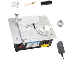 Kleine Tafelcirkelzaag - Tafelcirkelzagen - In Hoogte Verstelbaar - 7 Versnellingen - Hoekaanslag - 0-180 Graden - Mini-Tafelcirkelzaag - Zilver