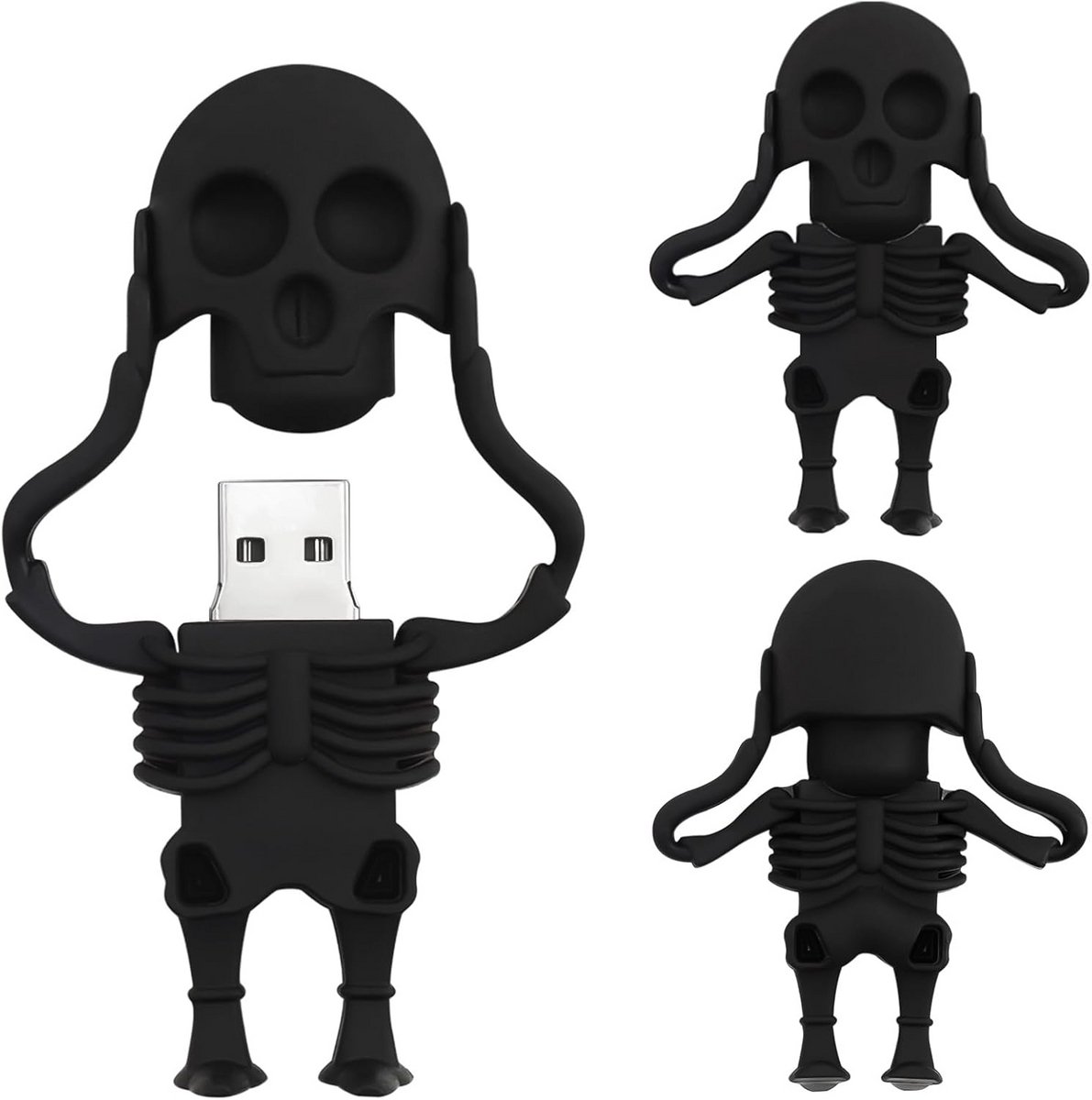 USB Stick 32GB Zwart Skelet Vorm Geheugenstick Duurzaam en Waterdicht