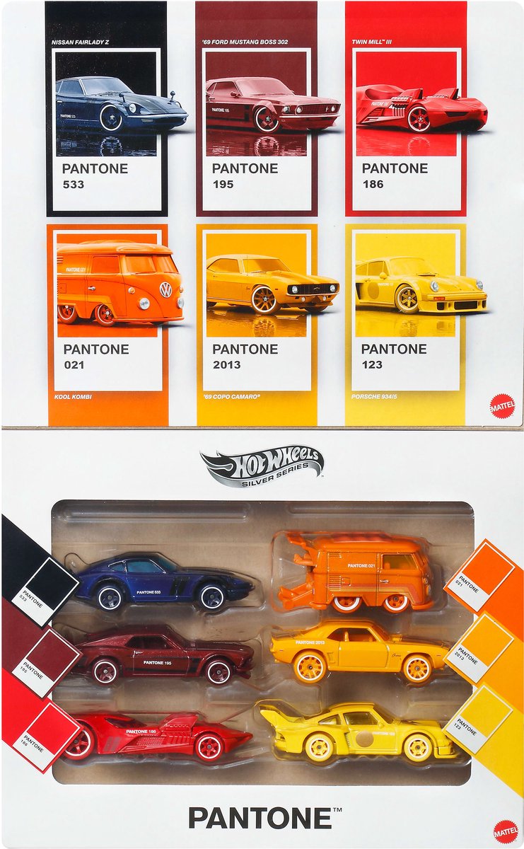 Hot Wheels Pantone Multipack van Speelgoedauto's en Bestelwagens - 6 metalen voertuigen