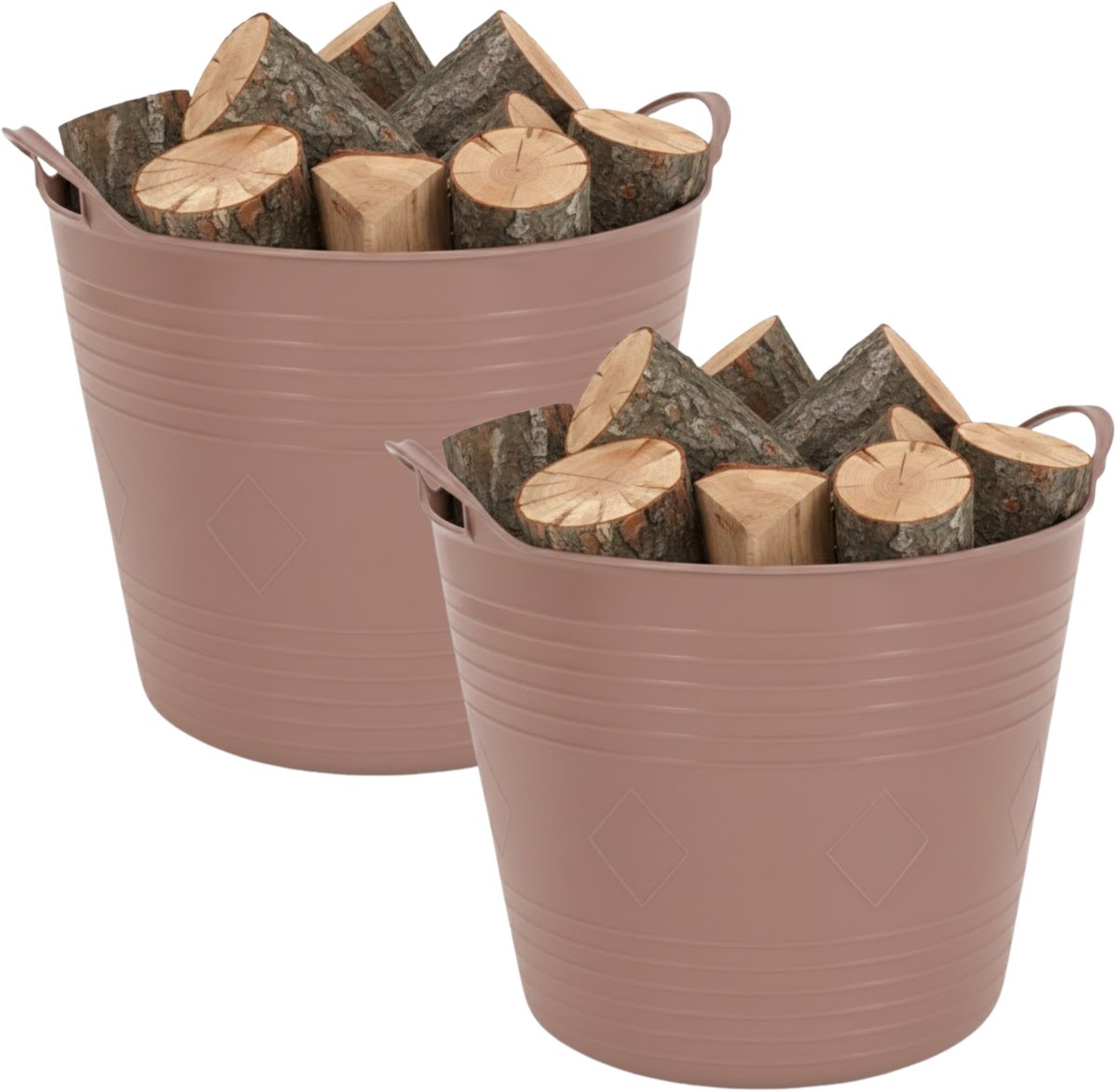 Storage solutions opbergmand - 2x - roze - 27 l - kunststof - 42 x 40 x 35 cm - met handvatten