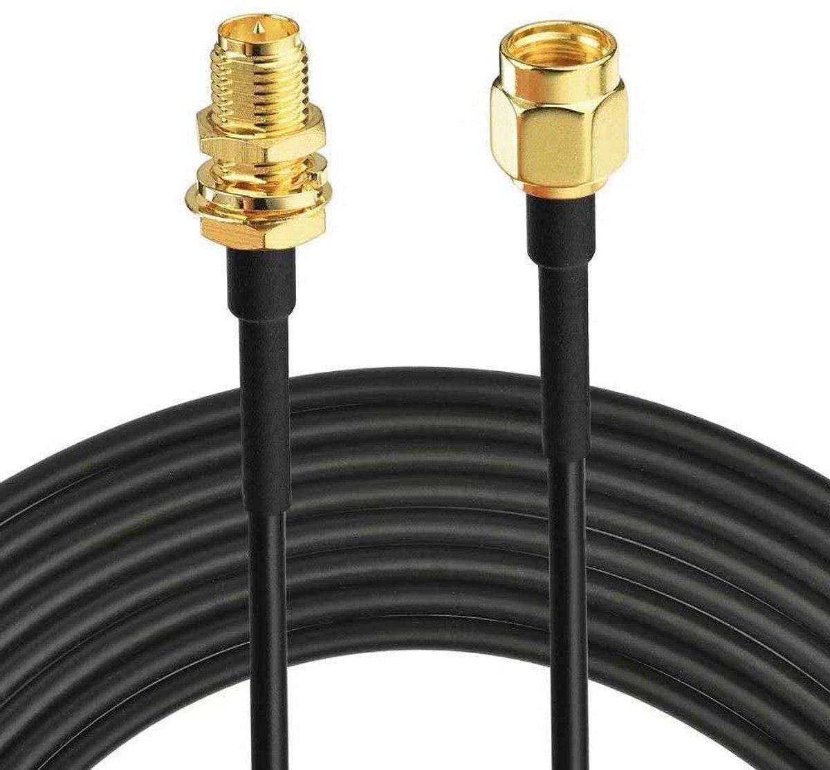 Verliesarme RP-SMA Antennekabel 1 Meter Zwart voor WLAN en WiFi Apparaten