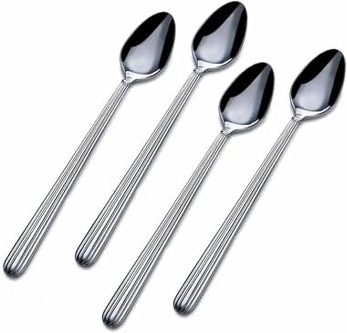 Set van 4 Extra Lange Ijsdranken Lepels Roestvrij Staal