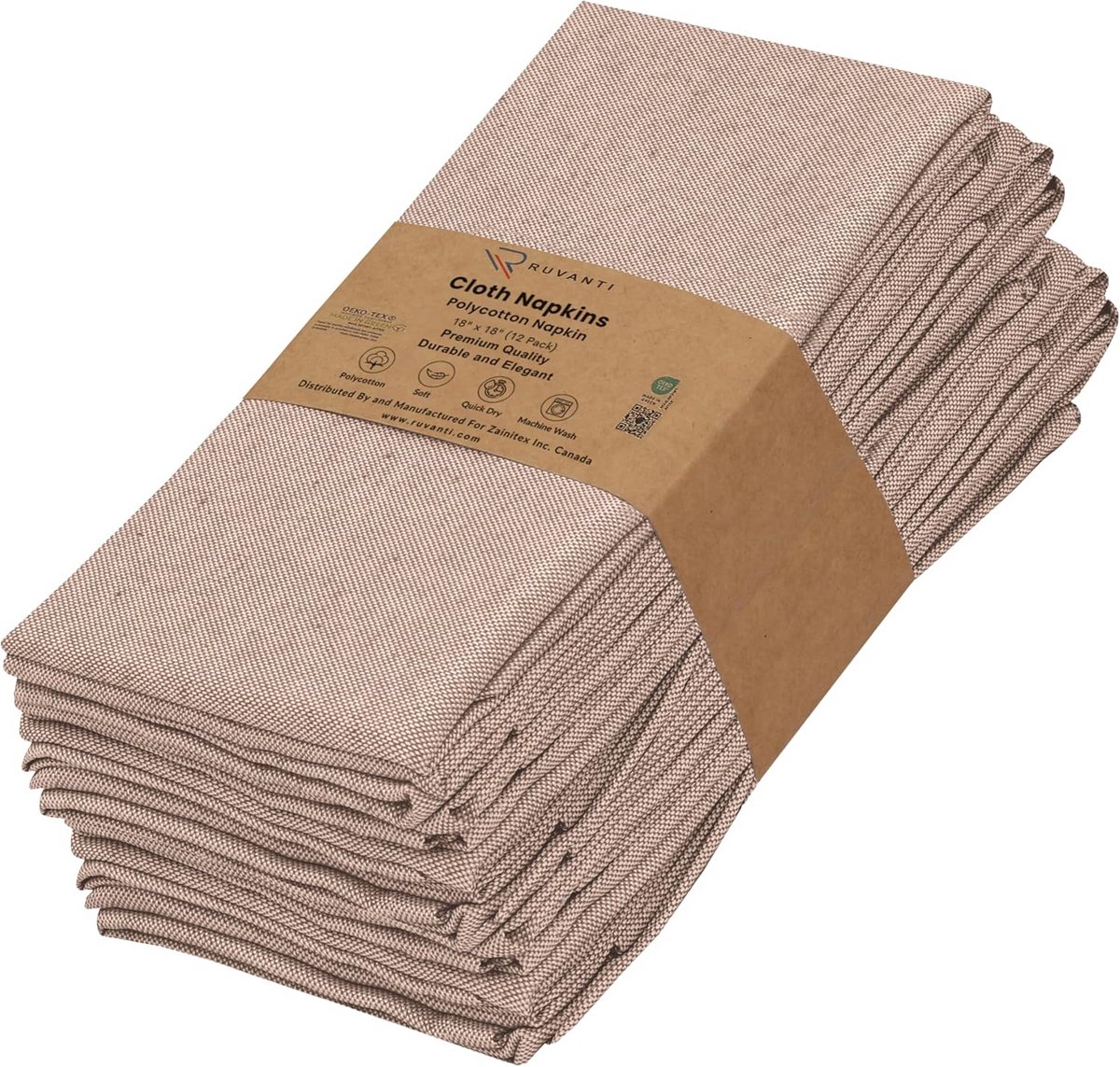Set van 12 Duurzame Stoffen Servetten 45x45 cm Katoen Chambray